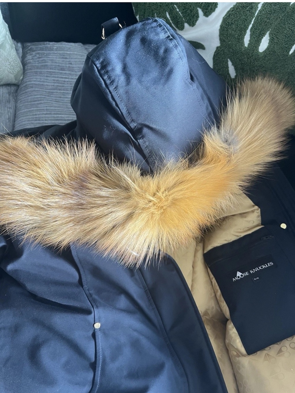 Moose Knuckles Gold Stirling Parka Color :Navy/ Gold Fox Fur